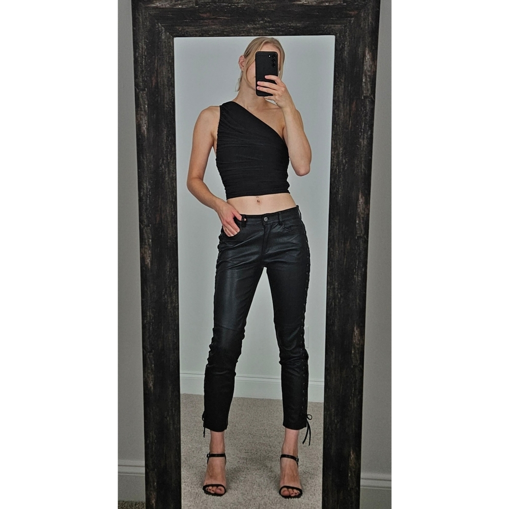 Isabel Marant Pour H&M Nappa Leather Crop Lace Up Pants